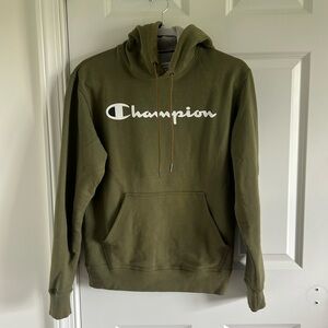Champion Sweatshirt Hoodie Men Small Athleticwear Graphic Embroidered Logo Green